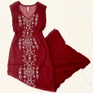 Burgundy Boho Maxi Dress
